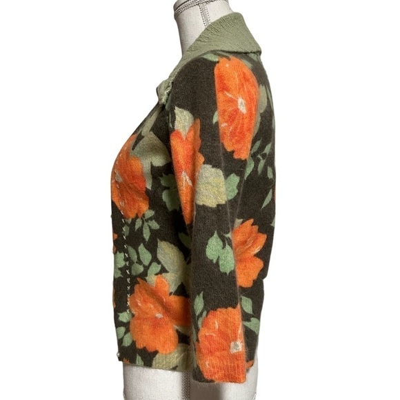 FREE PEOPLE LIGHTWEIGHT SOFT FLORAL ZIPPERED SWEATER SIZE MEDIUM - Picture 3 of 11